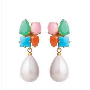 Turquoise Cluster  & Shell Pearl Earings.